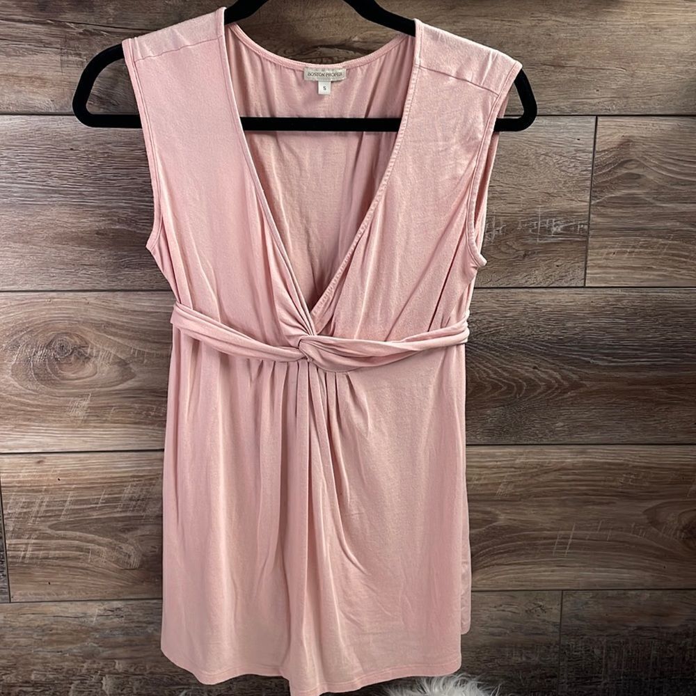 Boston Proper Ladies Pink Vneck Blouse, Size Small, Pink